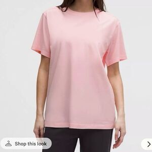 Lululemon All Yours T-Shirt Soft Pima Organic Cotton Pink Pearl Size XL